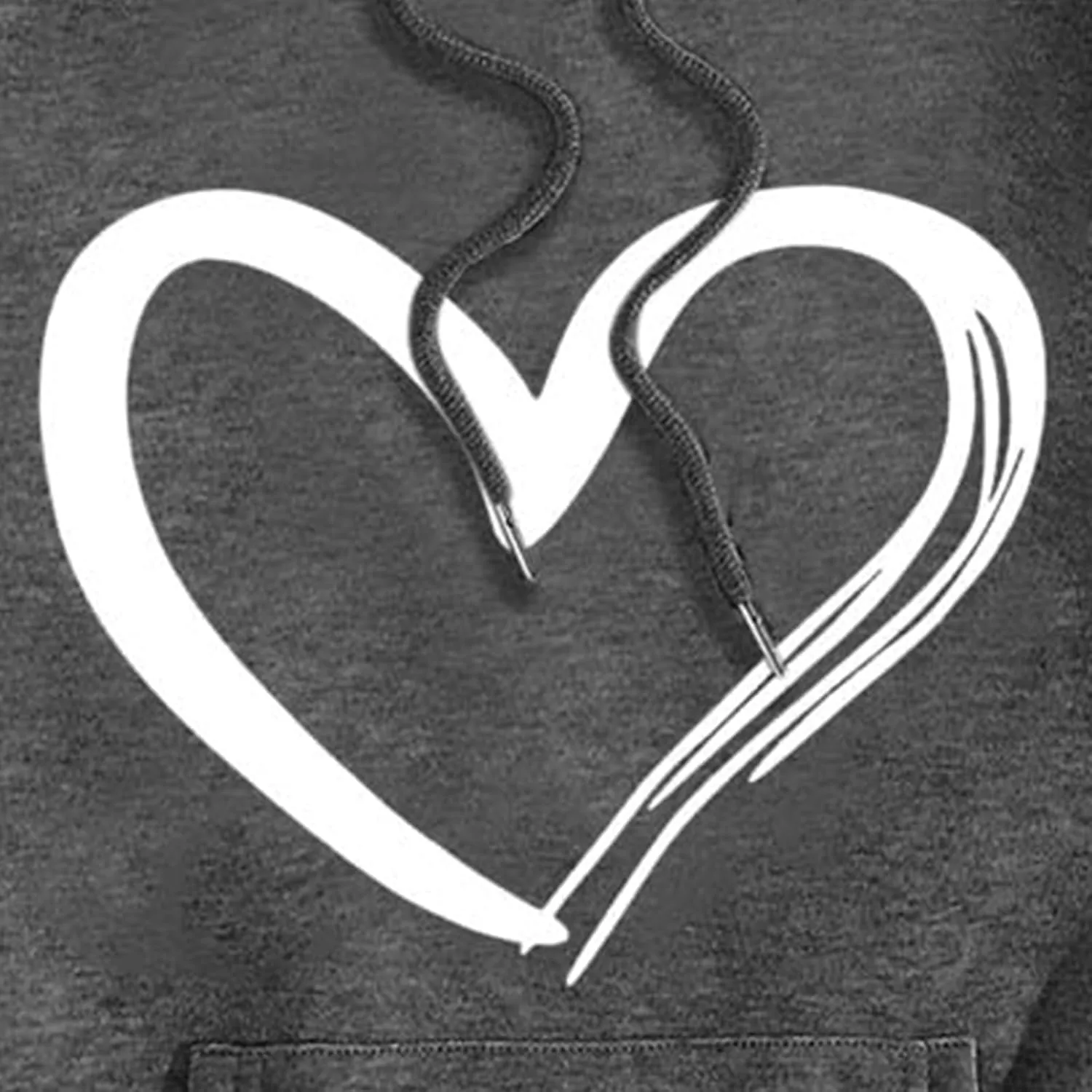 Mmoneyake Womens Graphic Hoodie Casual Heart Print Long Sleeve Pullover Fall Oversized Crew Neck Sweatshirt Trendy Streetwear