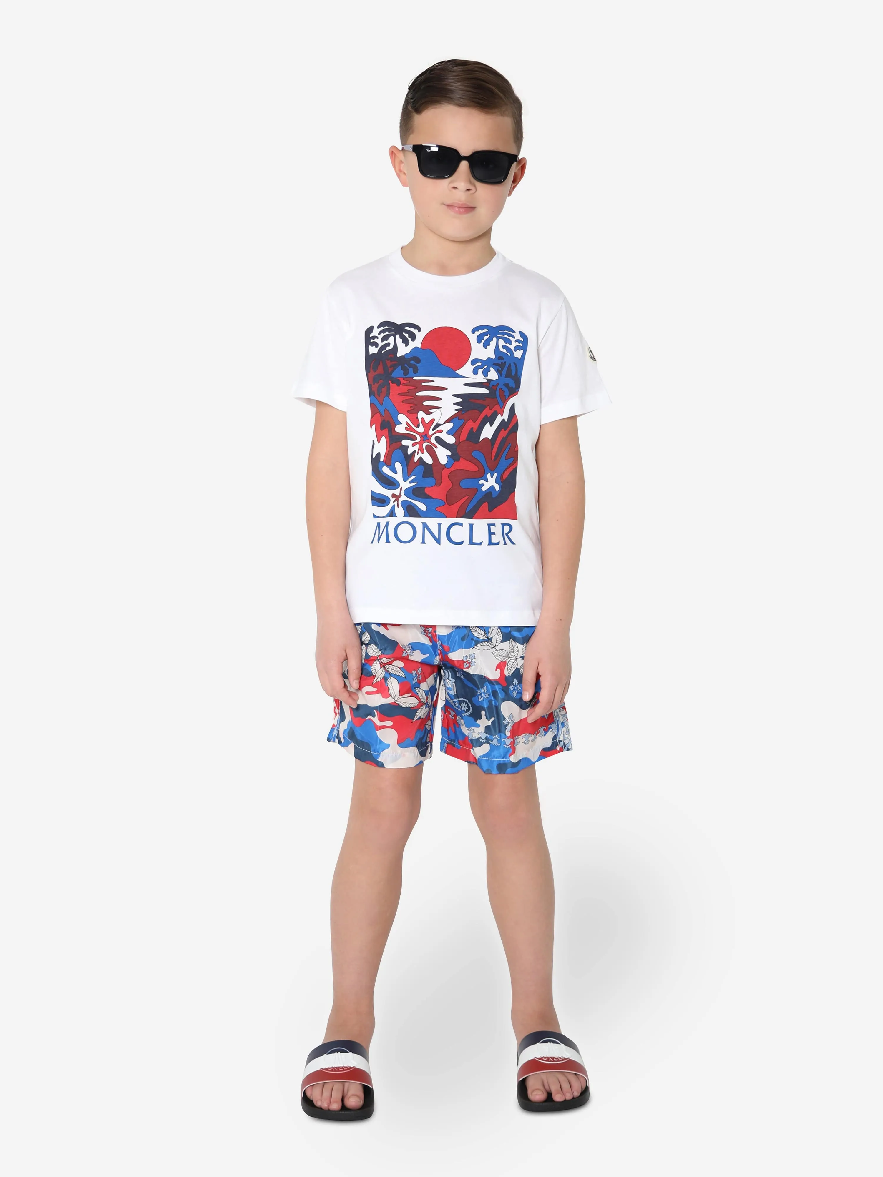 Moncler Enfant Boys Cotton T-Shirt in White
