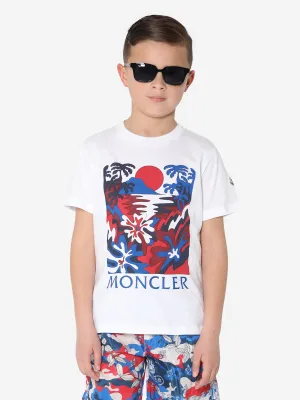 Moncler Enfant Boys Cotton T-Shirt in White