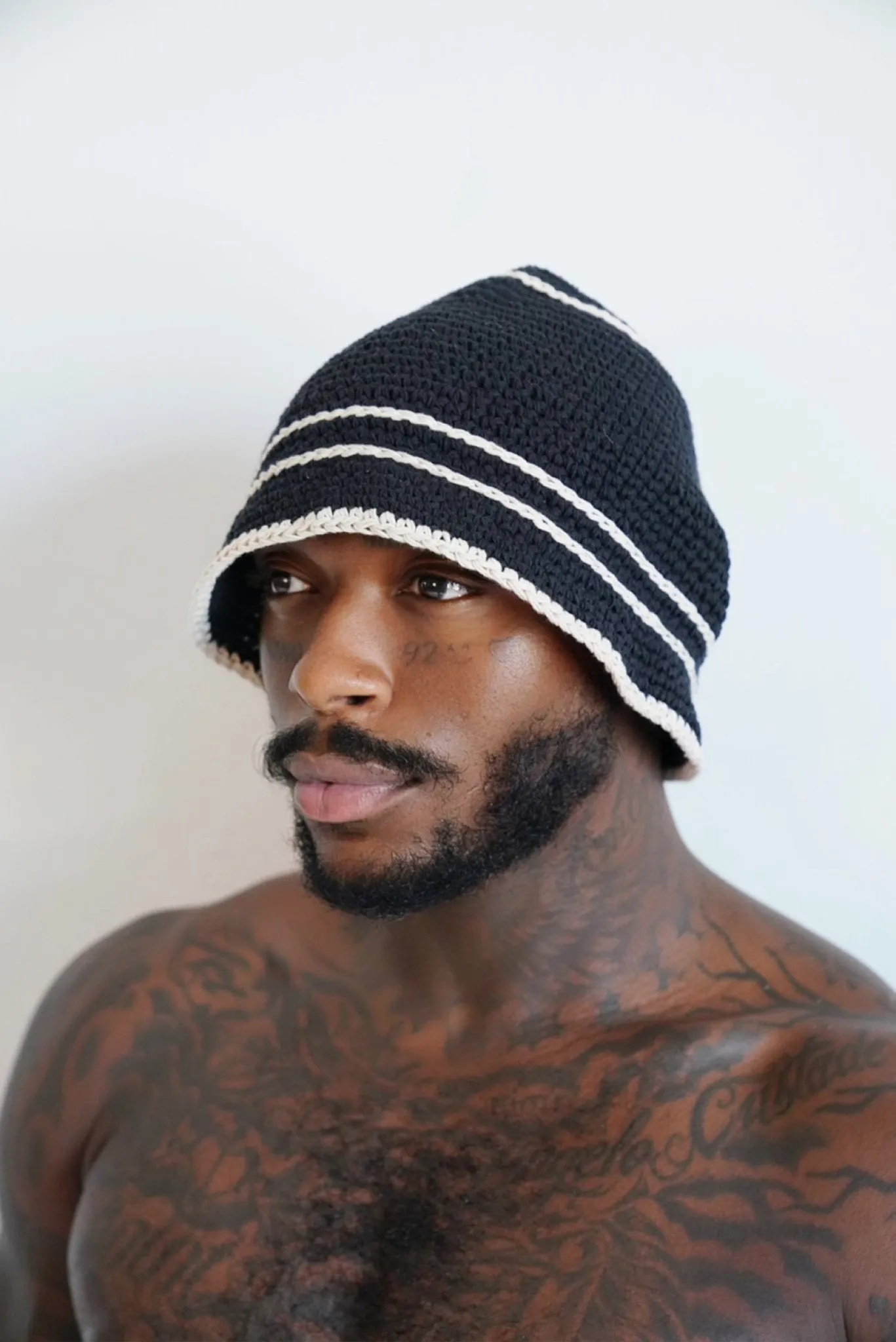 Monochrome Crochet Striped Beanie