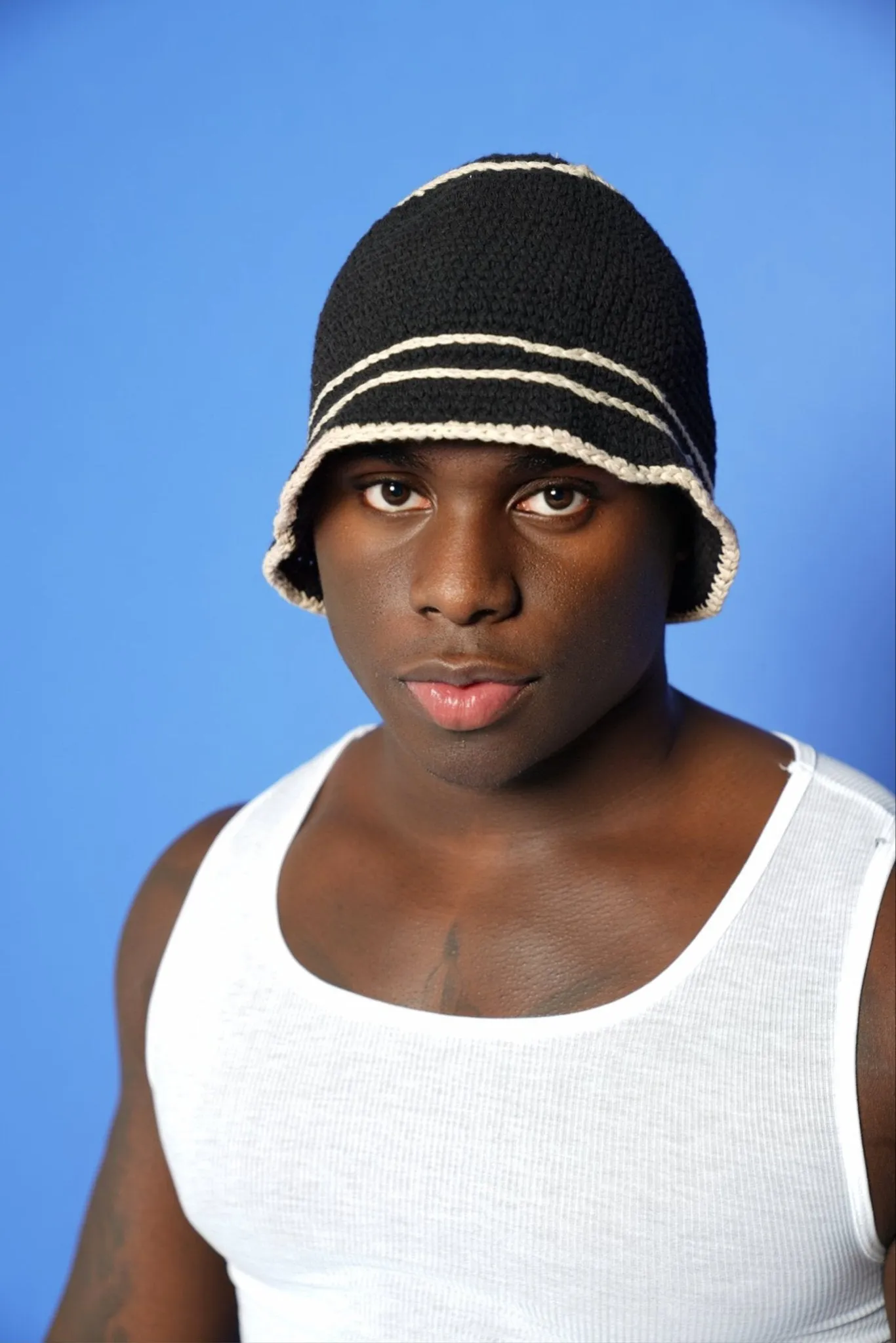 Monochrome Crochet Striped Beanie