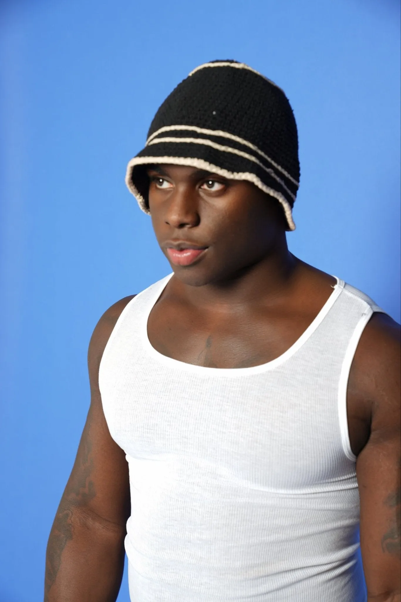 Monochrome Crochet Striped Beanie