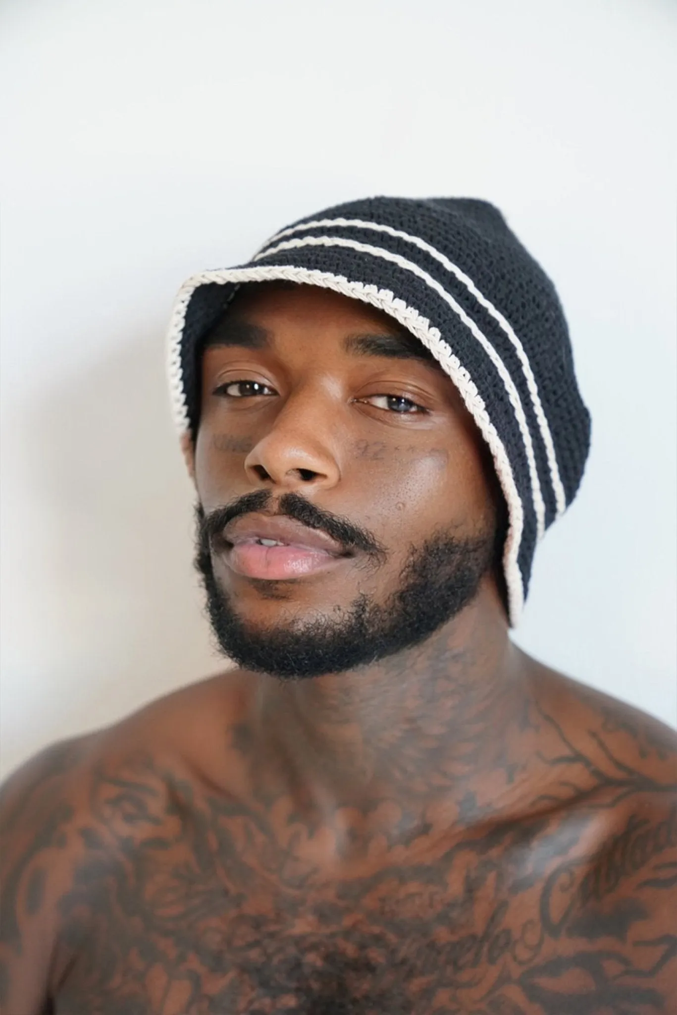 Monochrome Crochet Striped Beanie