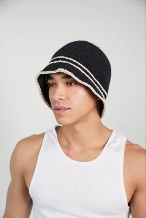 Monochrome Crochet Striped Beanie