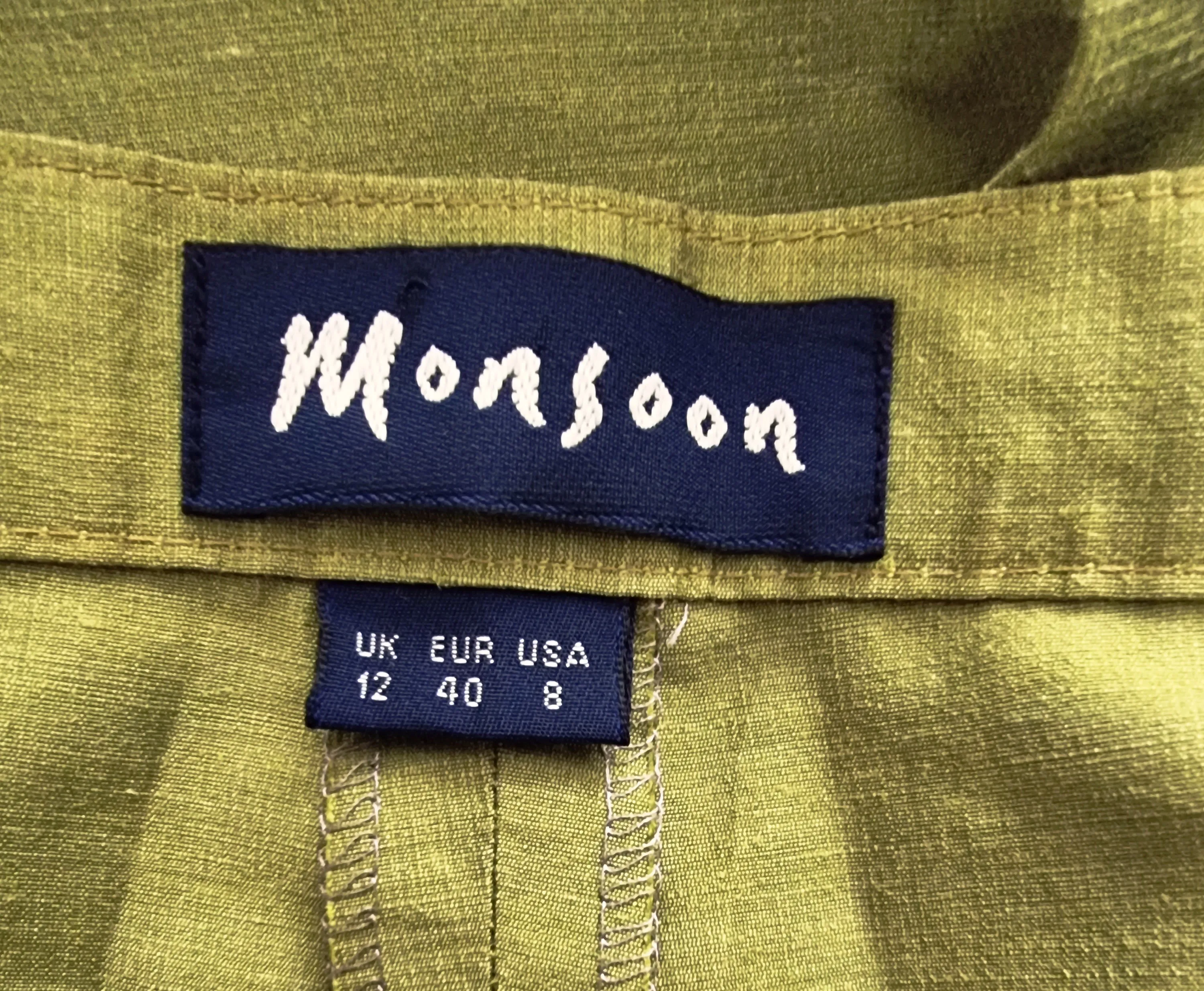 Monsoon Olive Green Women's Slim Fit Trousers. UK 12 US 8 EU 40