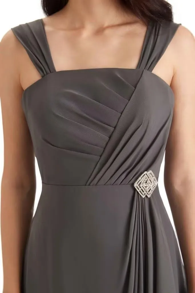 Mother of The Bride Dresses with Jacket Pleated Ruffles Formal Evening Gown 2 Pieces Long Chiffon