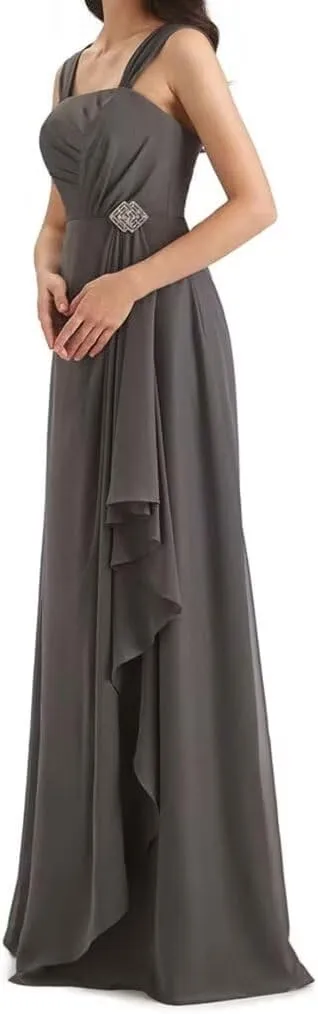 Mother of The Bride Dresses with Jacket Pleated Ruffles Formal Evening Gown 2 Pieces Long Chiffon