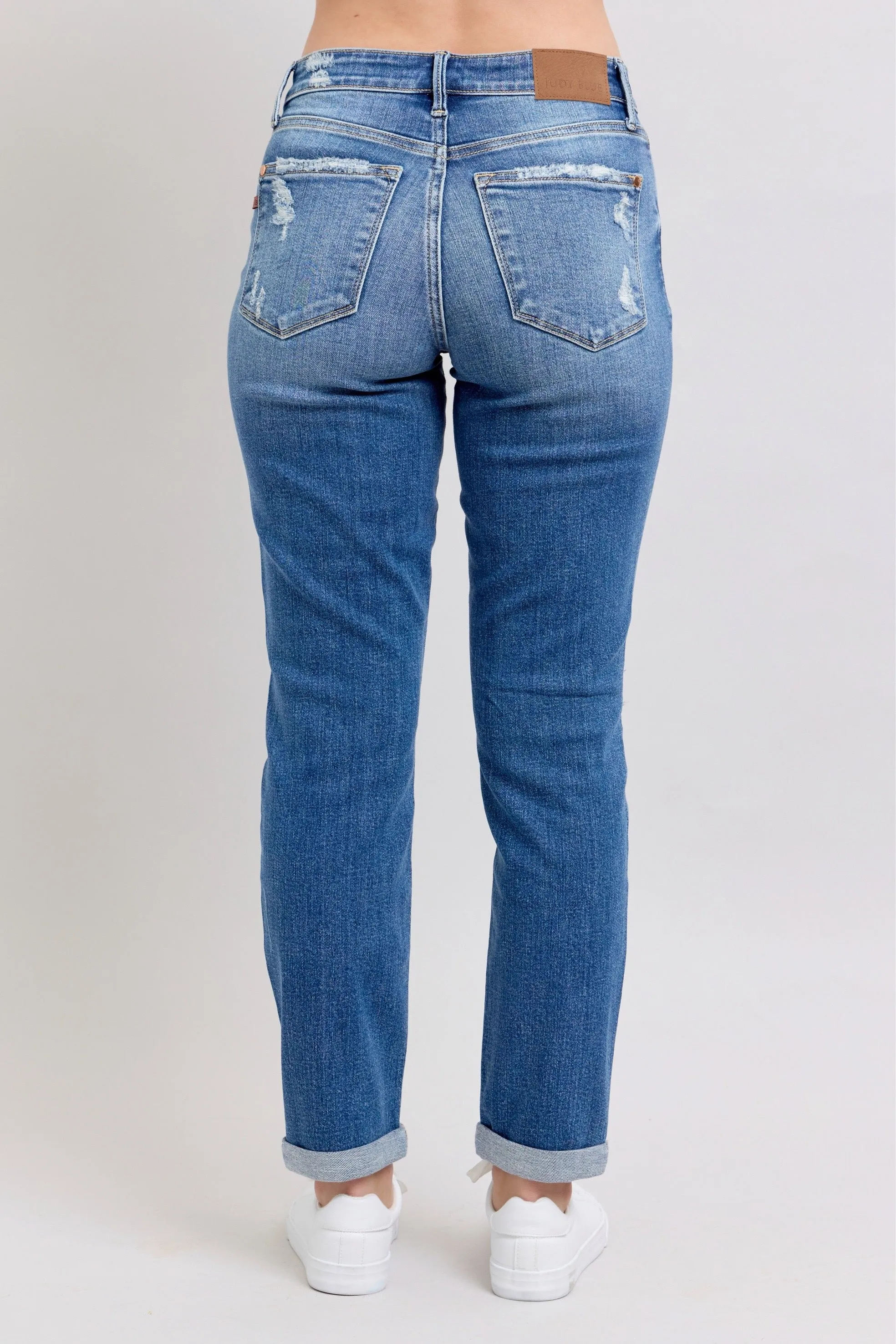 MR Button Fly Boyfriend Jean JB114 Medium Wash