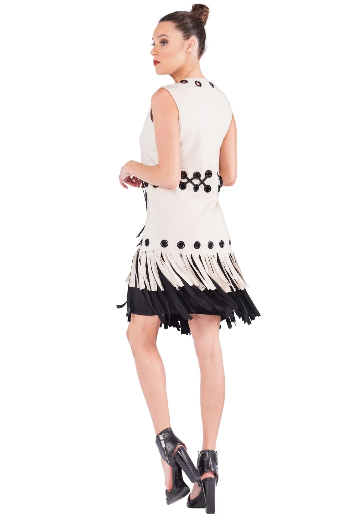 Multi Grommet Turnover Fringe Vest