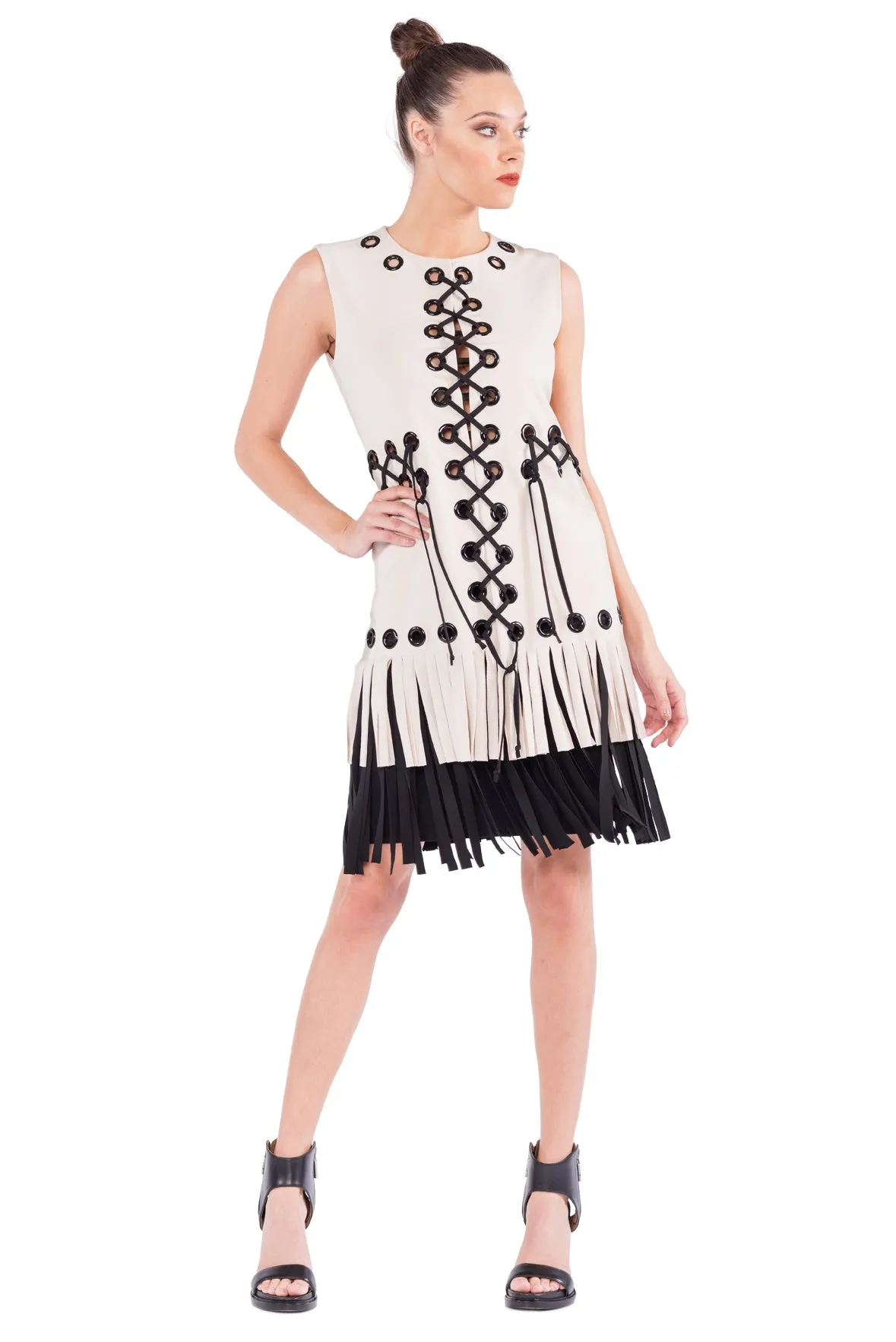 Multi Grommet Turnover Fringe Vest