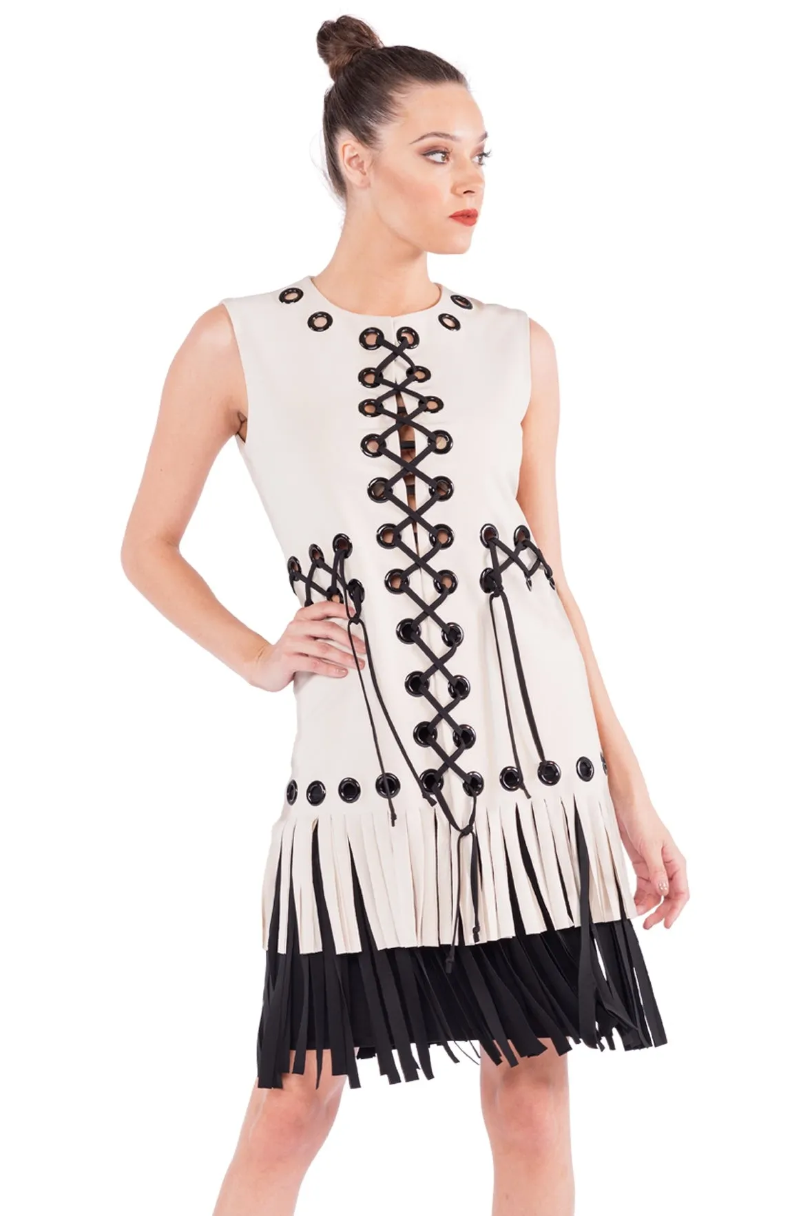 Multi Grommet Turnover Fringe Vest