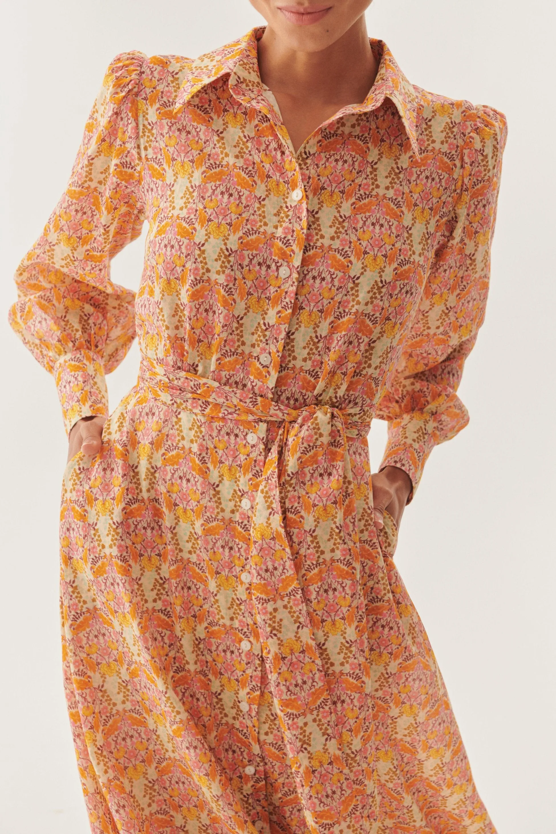 Multicolor Sun-Kissed Floral Belted Dress