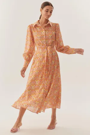 Multicolor Sun-Kissed Floral Belted Dress