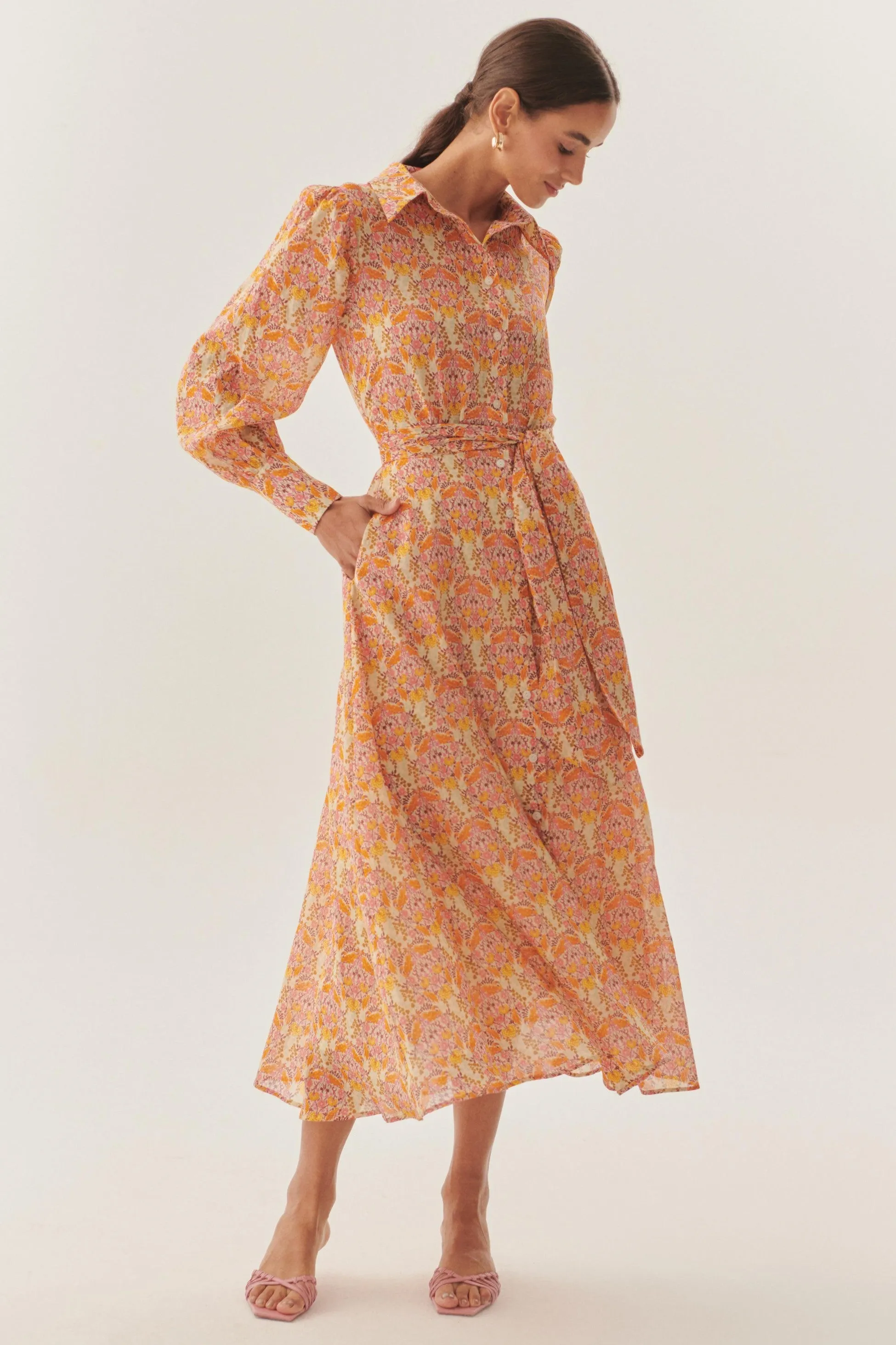 Multicolor Sun-Kissed Floral Belted Dress