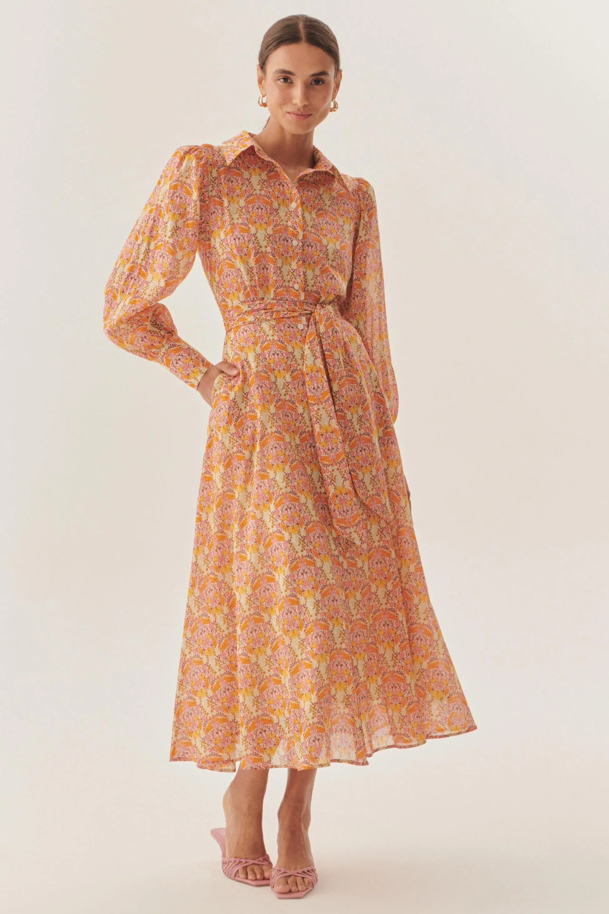 Multicolor Sun-Kissed Floral Belted Dress