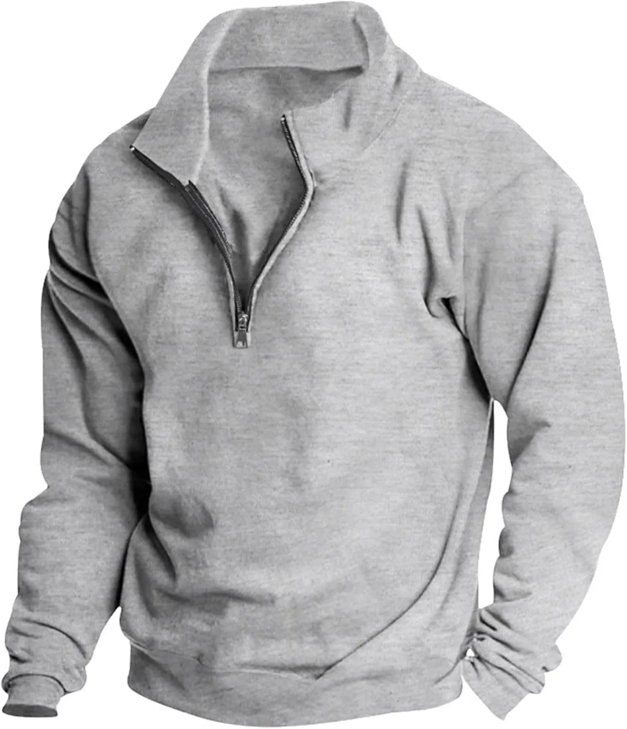 Muscularfit Crewneck Sweatshirts Men Zip Up With Designs Fashion Long Sleeve 1/4 Zip Pullover Casual Solid Lightweight Shirts