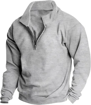 Muscularfit Crewneck Sweatshirts Men Zip Up With Designs Fashion Long Sleeve 1/4 Zip Pullover Casual Solid Lightweight Shirts