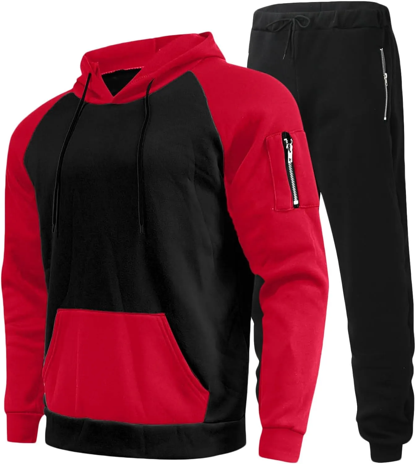 Muscularfit Mens Big and Tall Hoodies Pullover Color Block Long Sleeve Gym Workout Hoodies Casual Lightweight Sweatshirt 2023