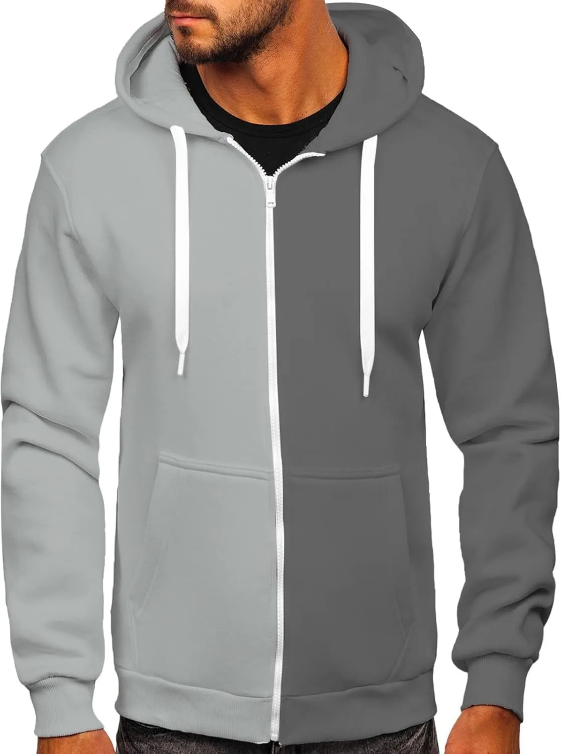 Muscularfit Oversized Sweatshirts for Men Loose Fit Long Sleeve Color Block Drawstring Pullover Hoodies Crewneck Causal Shirt