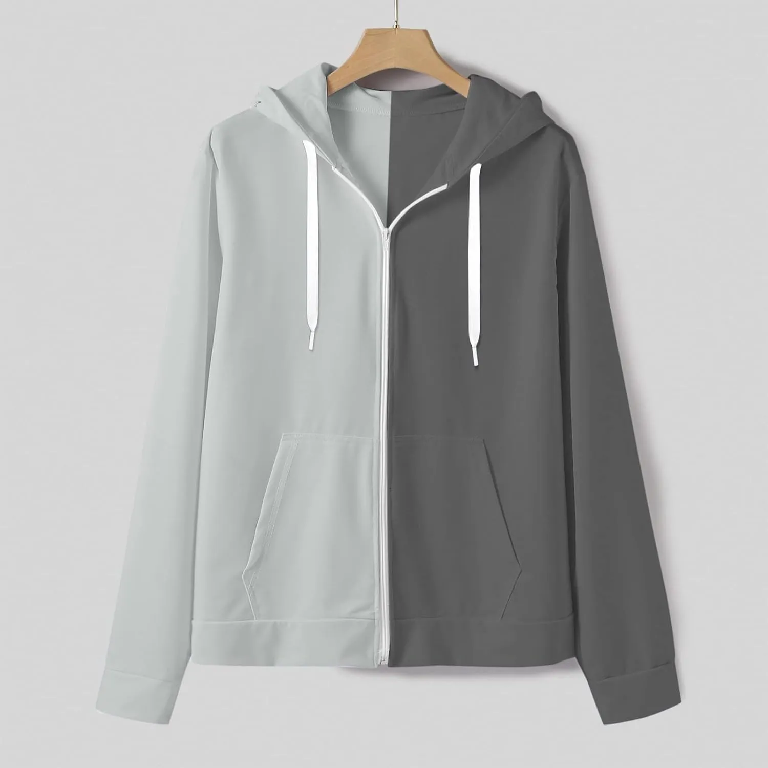 Muscularfit Oversized Sweatshirts for Men Loose Fit Long Sleeve Color Block Drawstring Pullover Hoodies Crewneck Causal Shirt