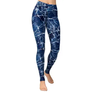 Navy Blue Marble Yoga Leggings
