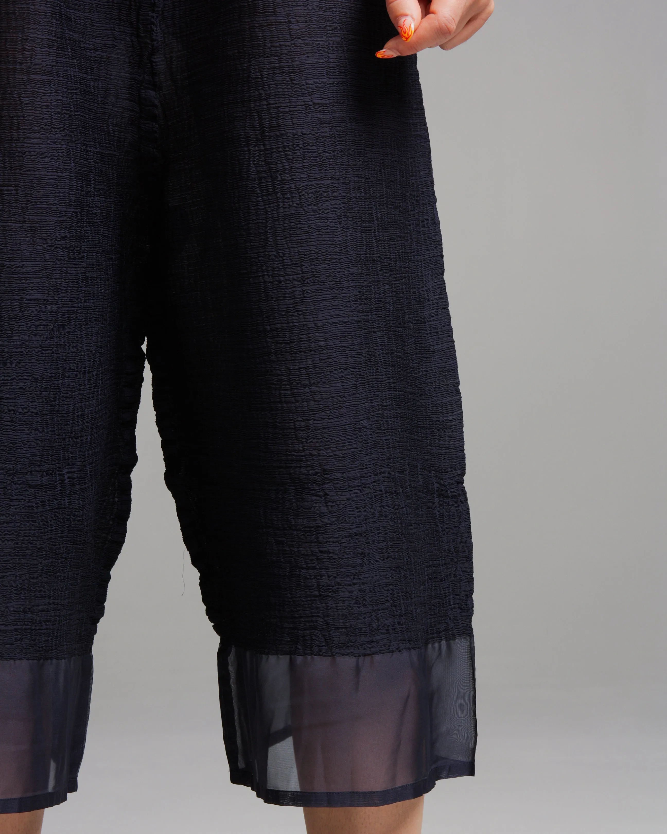 Navy Crepe Cropped Pants