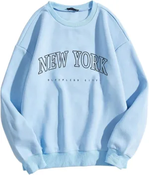 New York Sweatshirts For Women Crewneck Letter Graphic Vacation Shirt Oversized Long Sleeve Pullover Tops Harajuku Clothes
