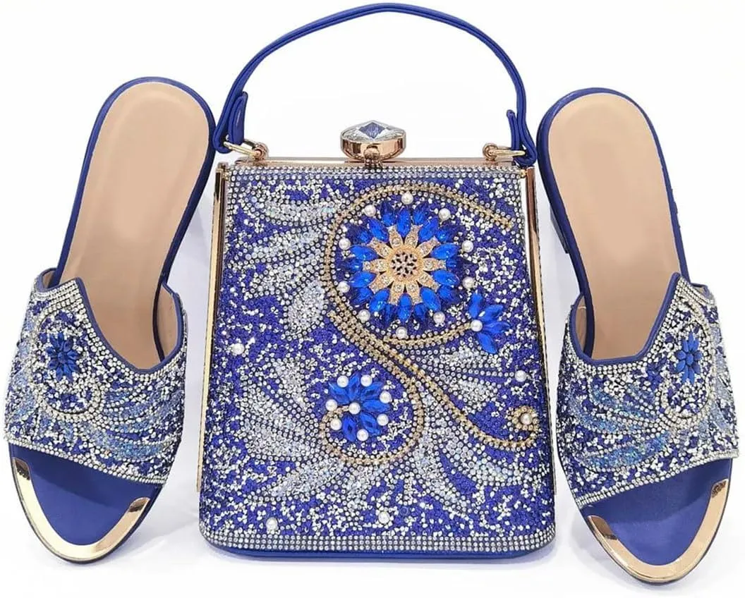 Nigerian Wedding Luxury Heel Set Crystal Clutch Bag Italian Design Bridal Party Pumps
