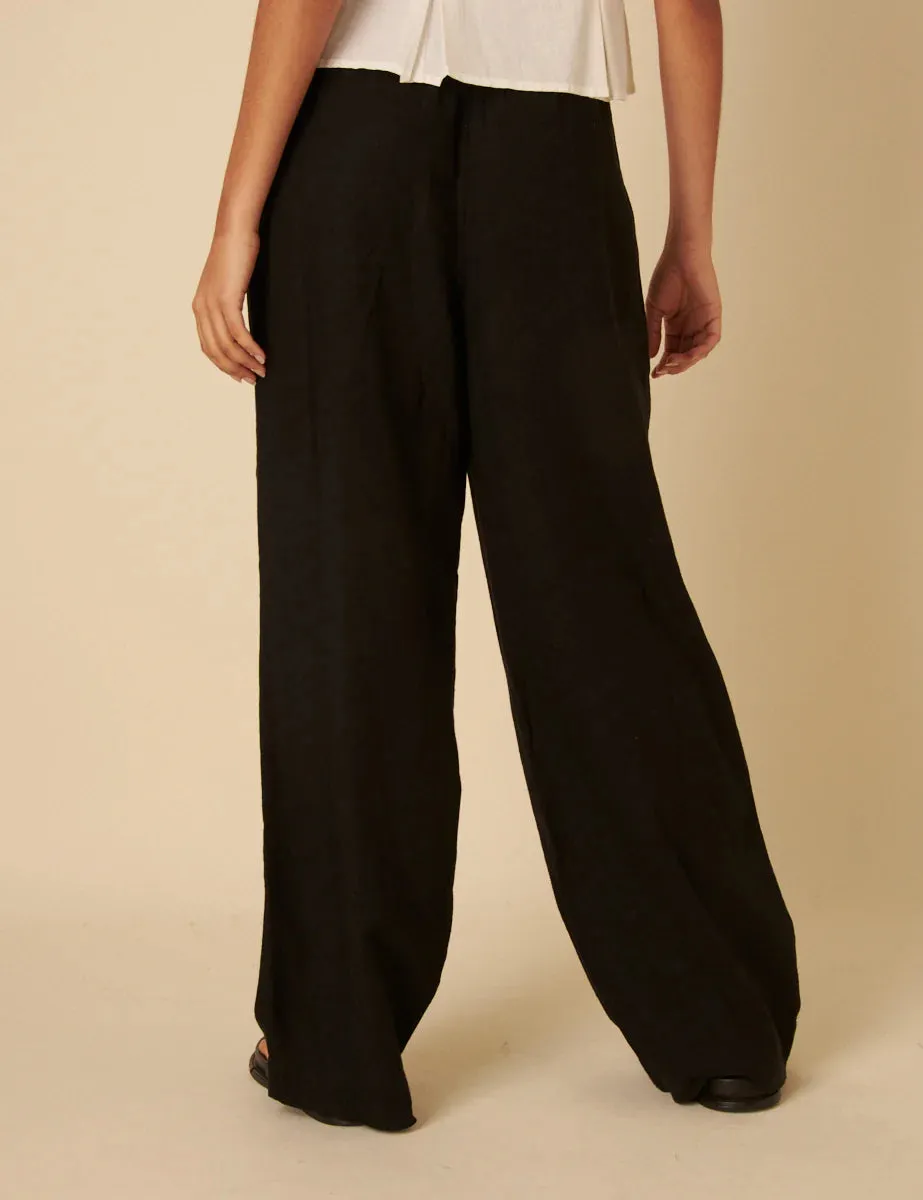 Nobody's Child Linen-blend Drawstring Wide Leg Trousers