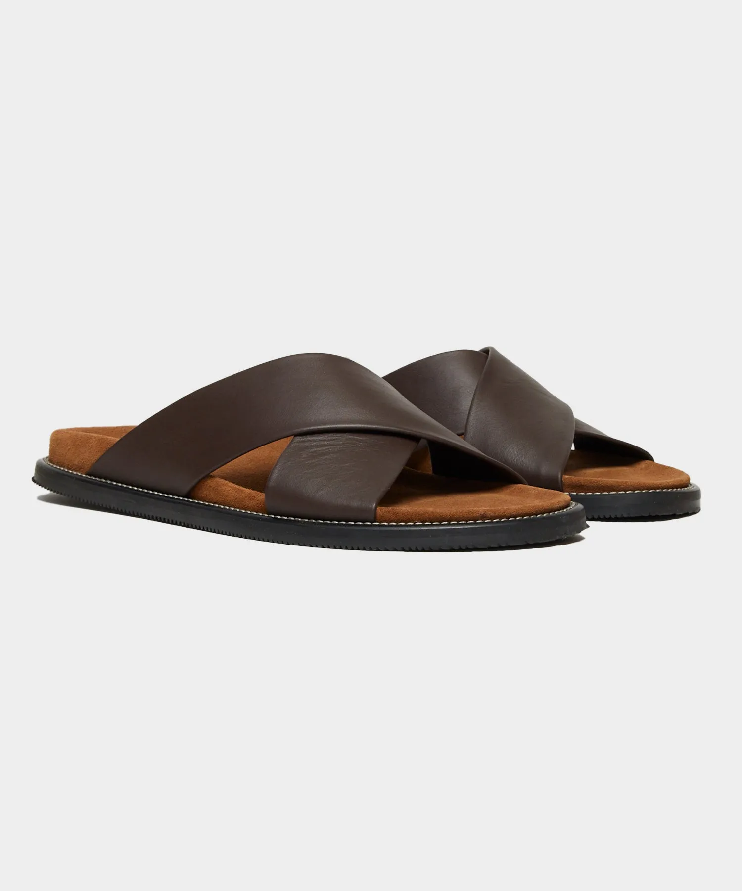 Nomad Suede / Leather Crossover Sandal in Tobacco