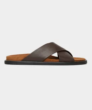 Nomad Suede / Leather Crossover Sandal in Tobacco