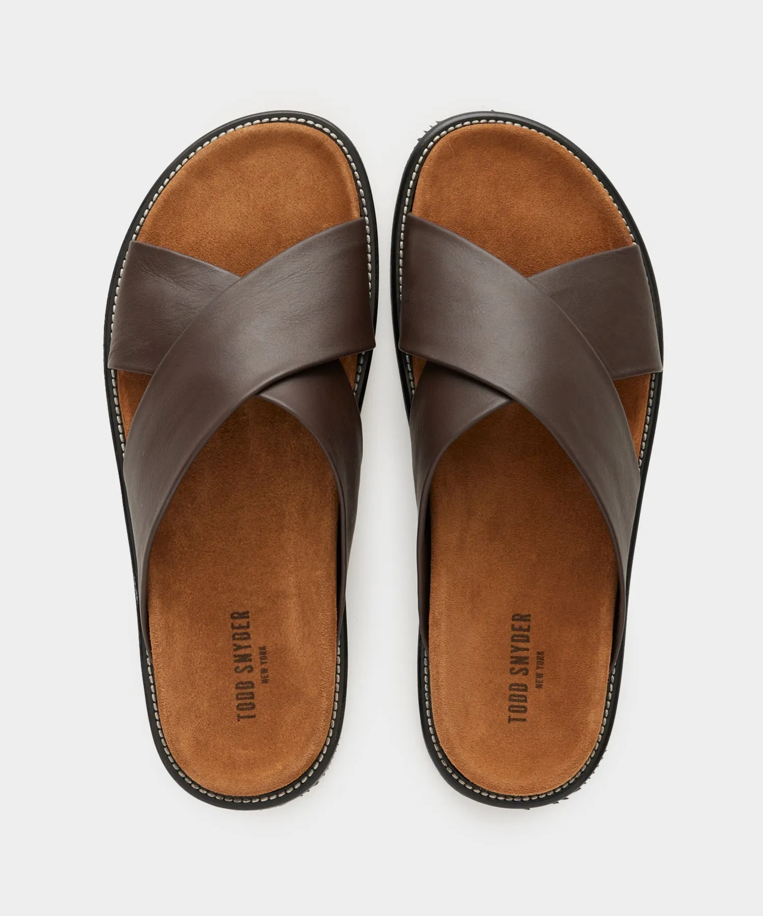 Nomad Suede / Leather Crossover Sandal in Tobacco