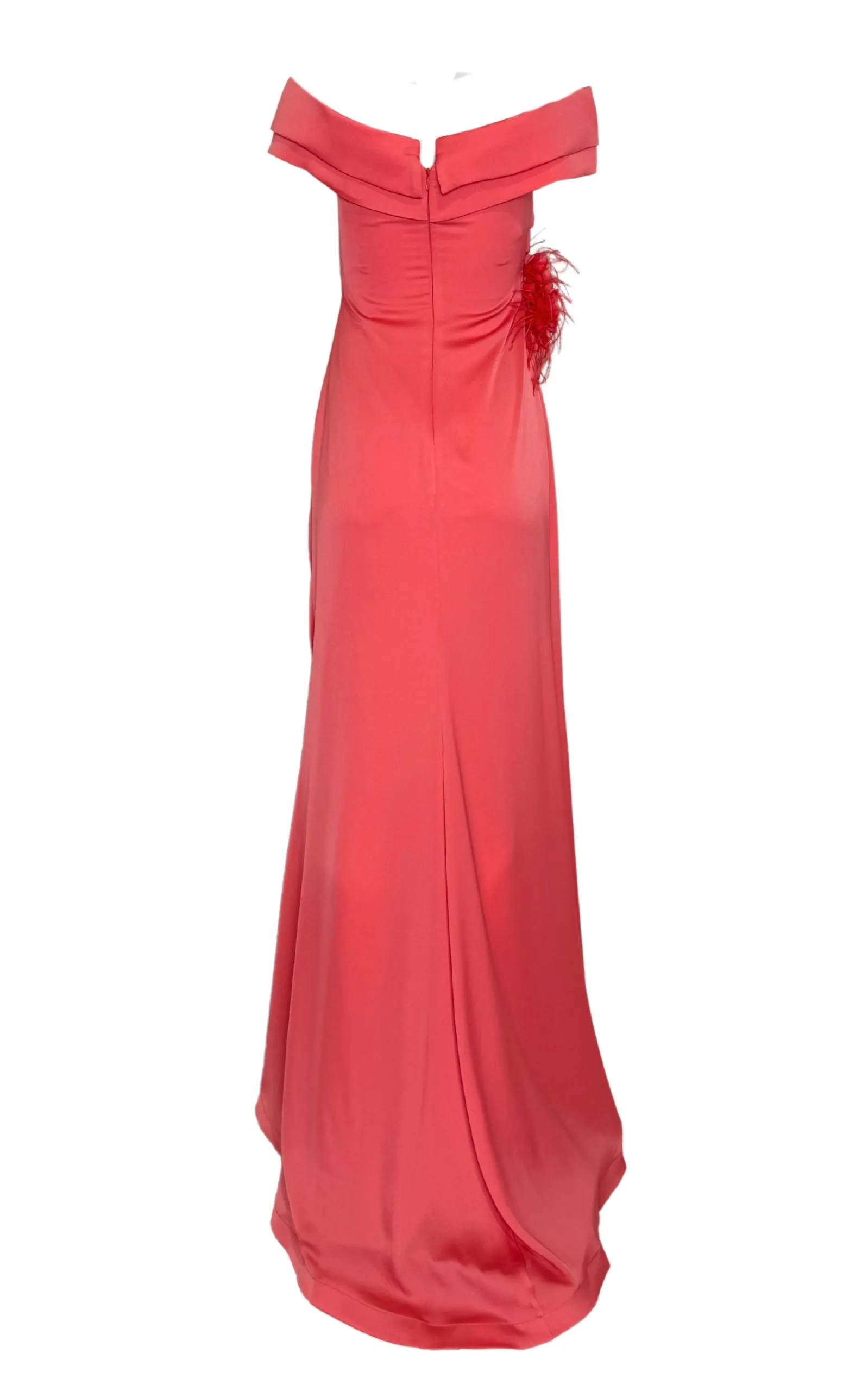 Off Shoulder Boat Neck Coral Prom Dress