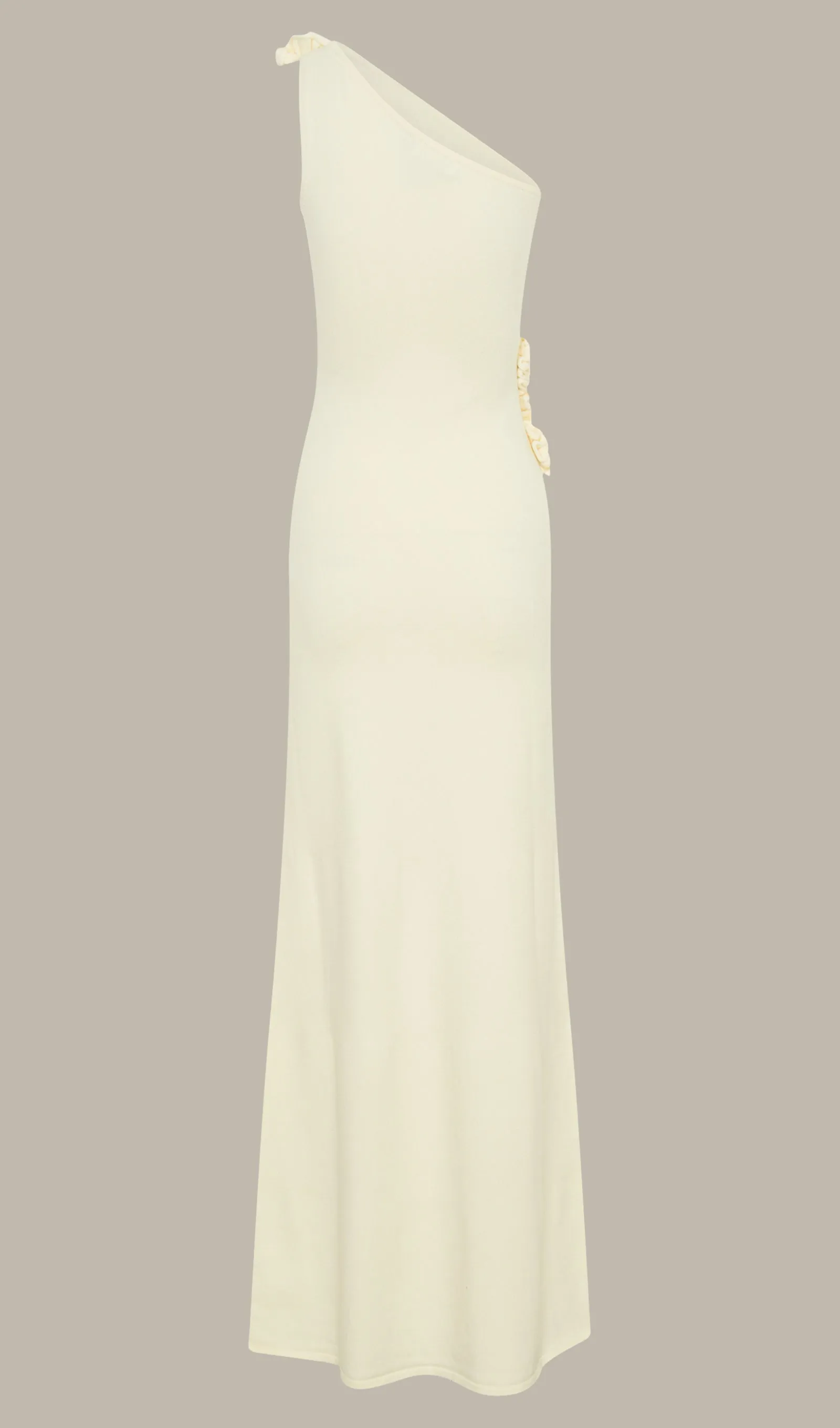 One Shoulder Flower Knit Maxi Dress - Ivory