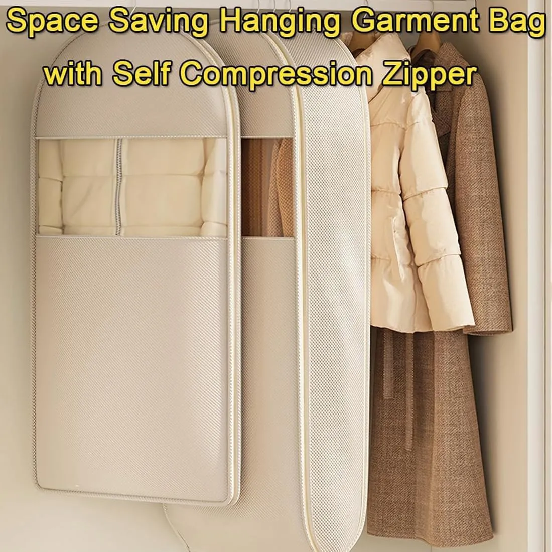 Otherwise Garment Bags,Space Saving Hanging Garment Bag with Self Compression Zipper,Dress Bags for Gowns,Closet Organizers Suitable for Travel (Pink,XL)