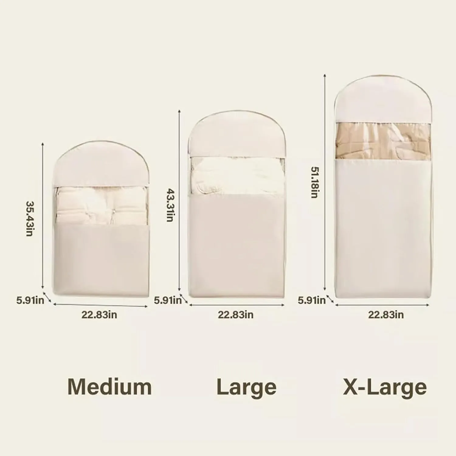 Otherwisie Hanging Garment Bag, Taprinferior 2025 Space Saving Hanging Garment Bag with Self Compression Zipper, Heavy-Duty Zipper Dust Cover Clothes Bags for down Coat, Jackets, Suit (beige, Medium)