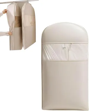 Otherwisie Hanging Garment Bag, Taprinferior 2025 Space Saving Hanging Garment Bag with Self Compression Zipper, Heavy-Duty Zipper Dust Cover Clothes Bags for down Coat, Jackets, Suit (beige, Medium)