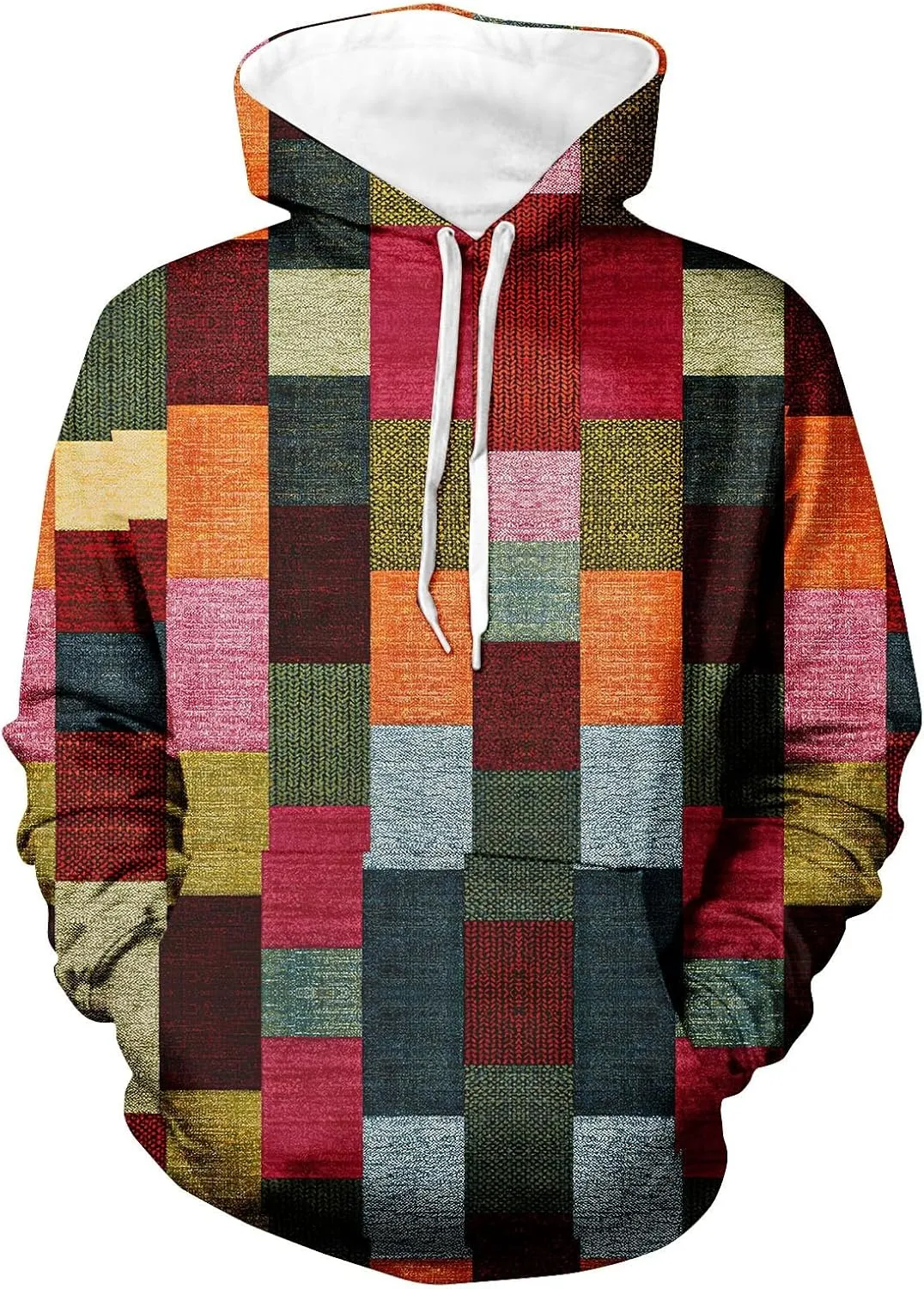 Oversized Hoodie Men Print Plush Warm Fleece Casual Pocket Sweater Winter Coat