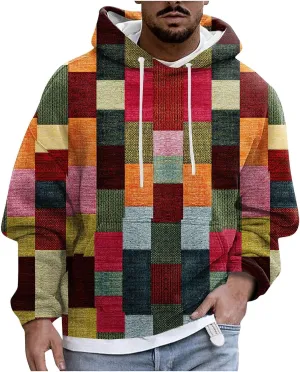 Oversized Hoodie Men Print Plush Warm Fleece Casual Pocket Sweater Winter Coat
