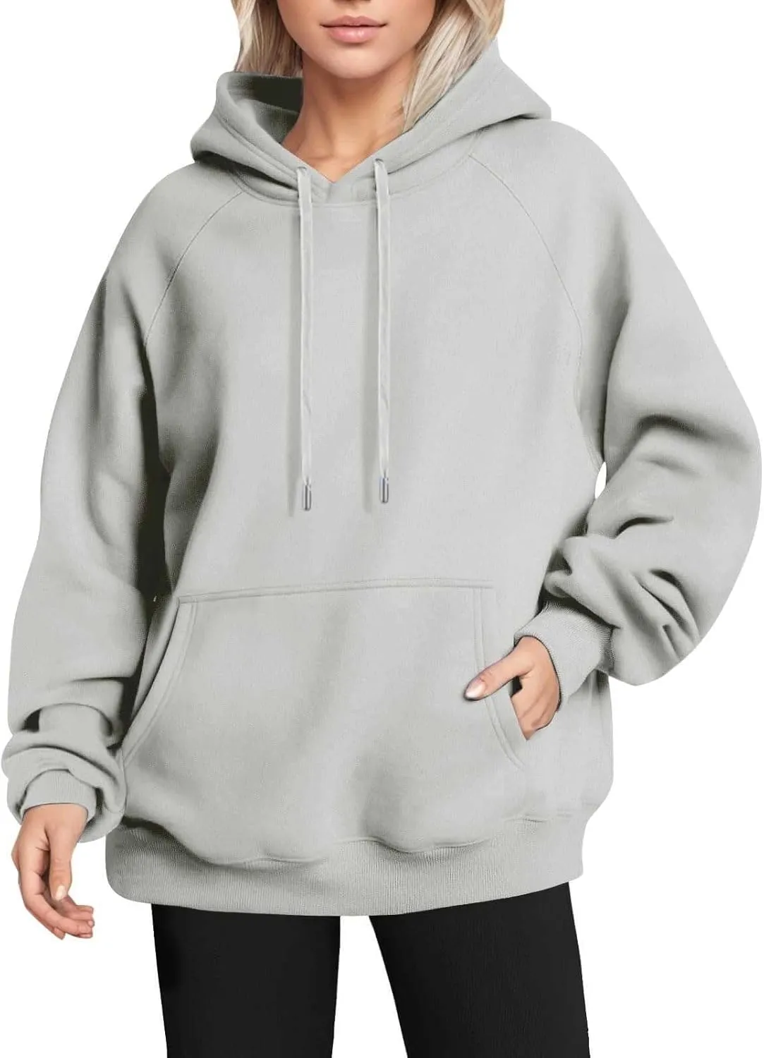 Oversized Hoodies for Women Fleece Plain Hooded Sweatshirts with Pocket Casual Drawstring Pullover Sweaters Y2k Tops