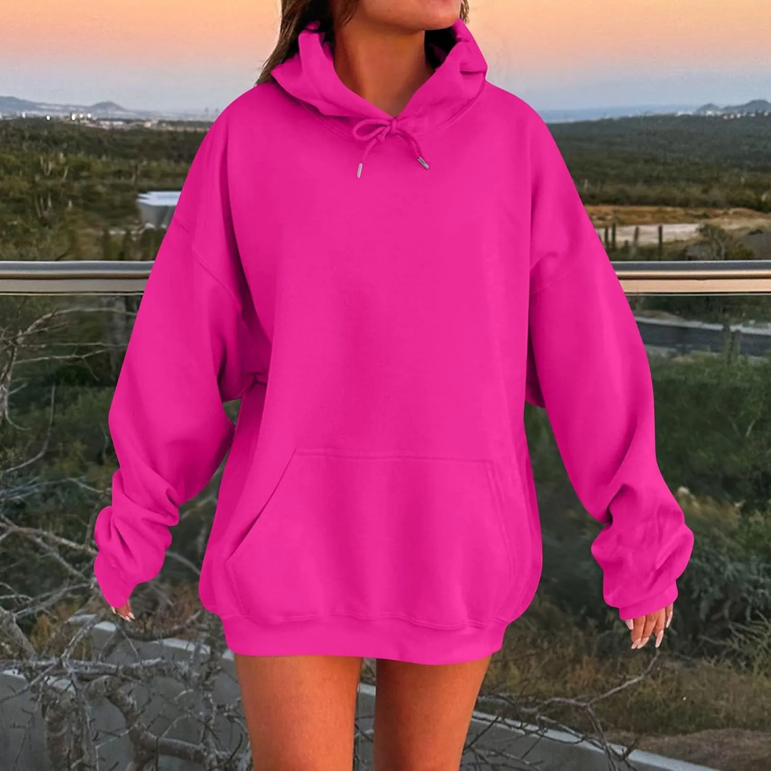 Oversized Hoodies For Women Plus Size Long Sleeve Drawstring With Pockets Pullover Sweatshirt Trendy Winter Clothes