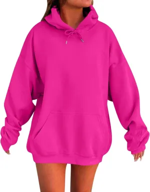 Oversized Hoodies For Women Plus Size Long Sleeve Drawstring With Pockets Pullover Sweatshirt Trendy Winter Clothes
