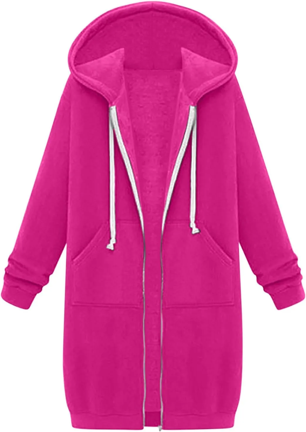 Oversized Hoodies for Women Zip Up Knee Length Tunic Sweatshirts Casual Long Sleeve Spring Hooded Jackets with Pocket