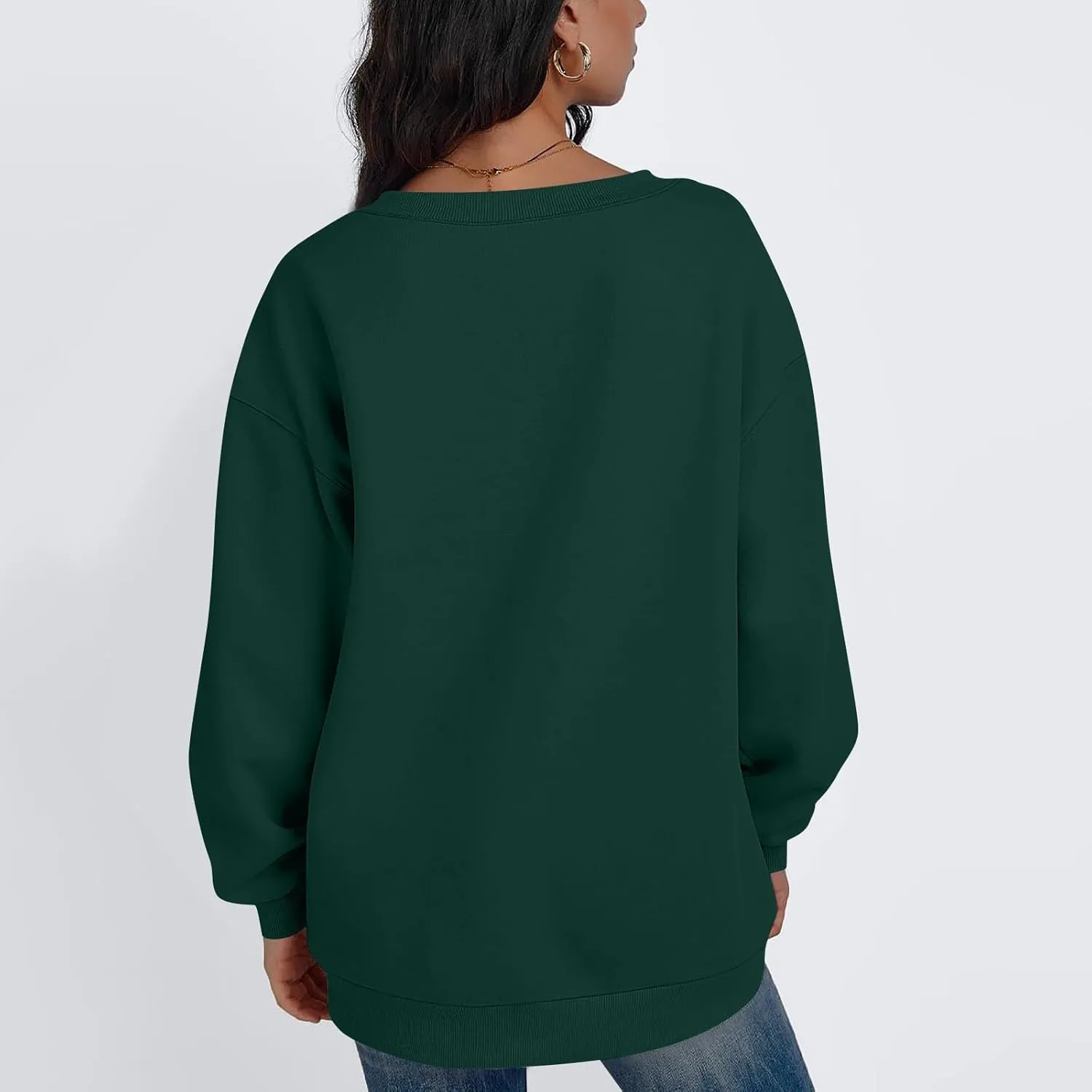 Oversized Sweatshirt for Women Fleece Hoodies Pullover V Neck Long Sleeve Shirts Sweatshirt No Hood Loose Fitting Tops