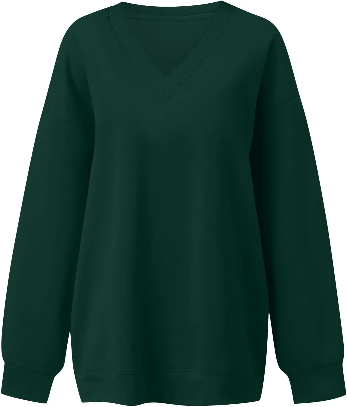 Oversized Sweatshirt for Women Fleece Hoodies Pullover V Neck Long Sleeve Shirts Sweatshirt No Hood Loose Fitting Tops