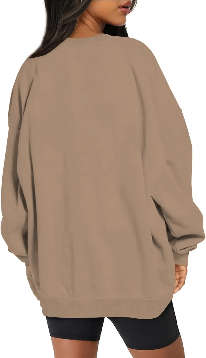 Oversized Sweatshirts for Women Long Sleeve Crew Neck Pullover Casual Loose Silod Color Fleece Tops Sweaters