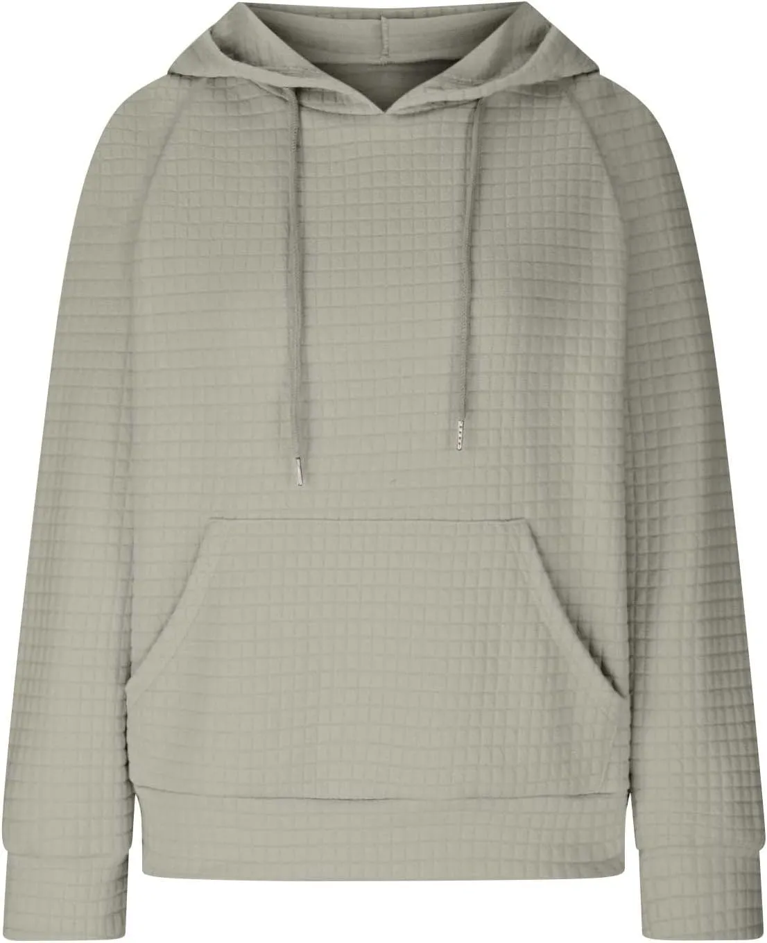 Oversized Waffle Knit Hoodie Sweatshirts for Women Causal Fall Fashion Clothes Solid Drawstring Pullover Hoodies