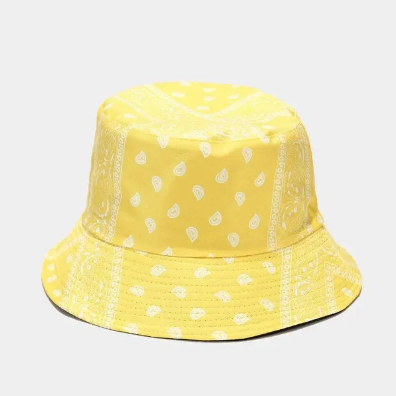 Paisley Flower Pattern Reversible Summer Bucket Hats