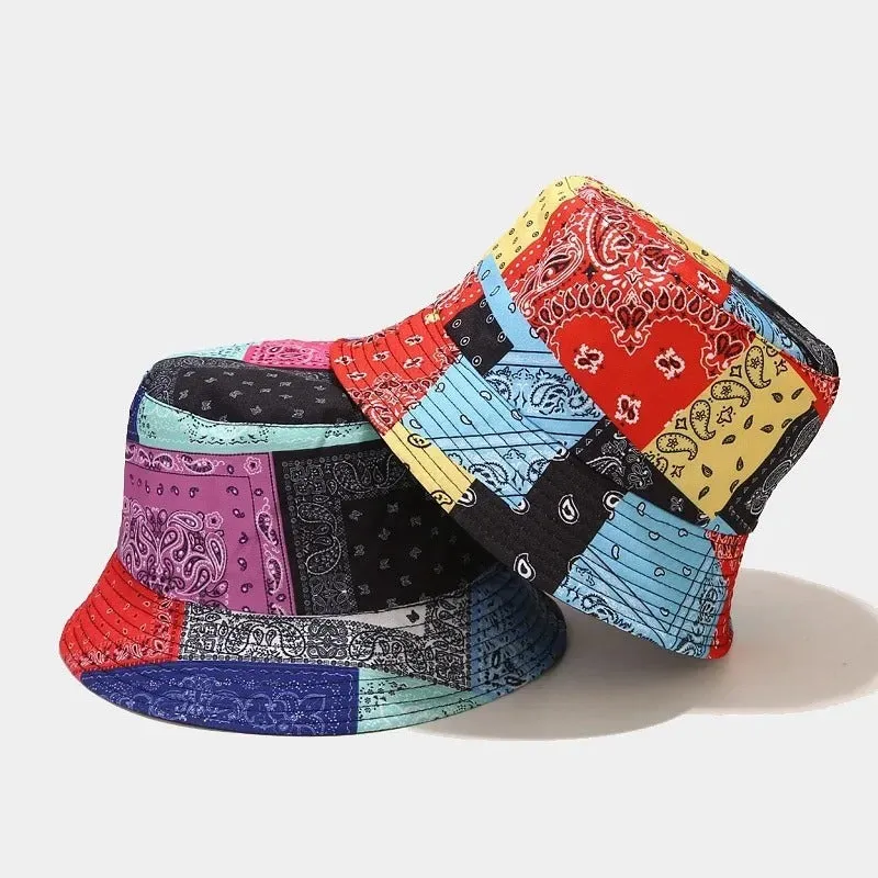 Paisley Flower Pattern Reversible Summer Bucket Hats