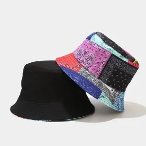 Paisley Flower Pattern Reversible Summer Bucket Hats